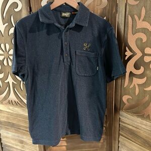 Howler Brothers Terry Cloth Blue Polo Shirt Size S